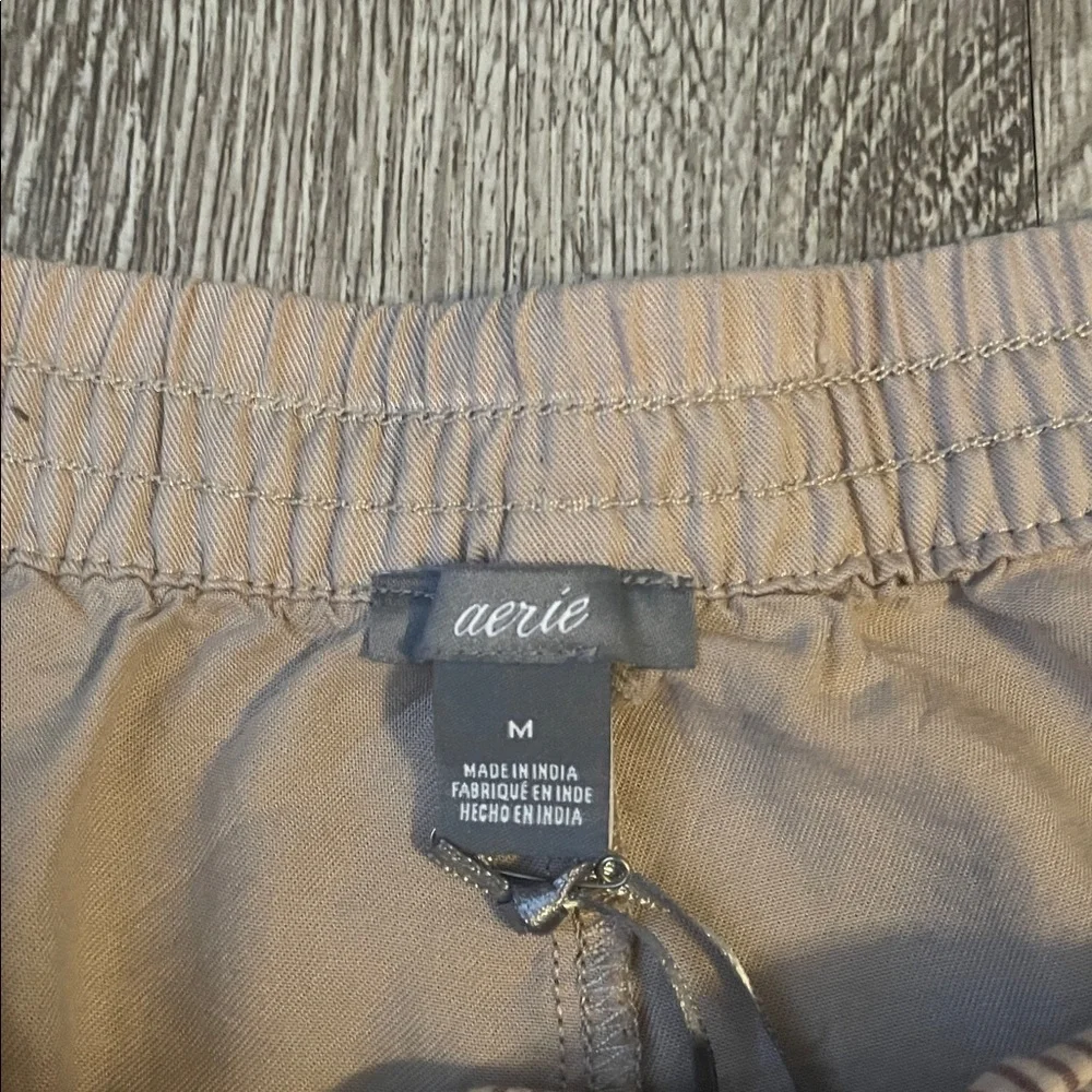 Aerie Lace-Up Shorts in Tan pull on soft light weight summer medium